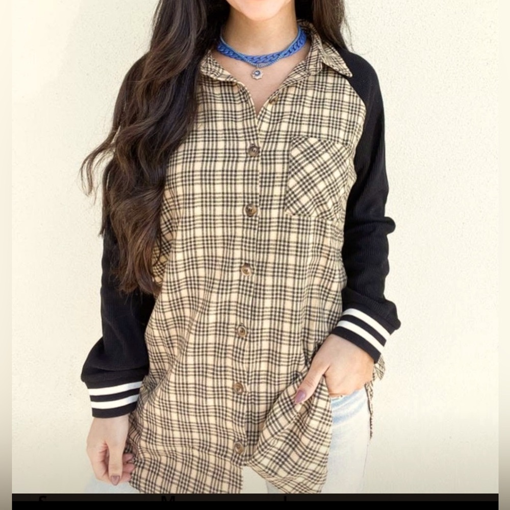 Blue B Sporty Flannel Shacket - Size S